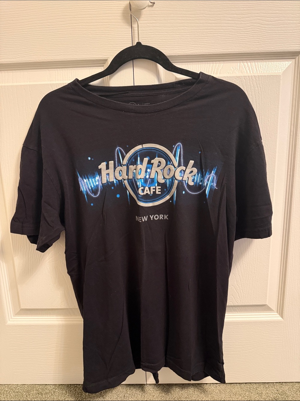 Hard Rock Cafe Black T-Shirt with Blue & Silver Logo